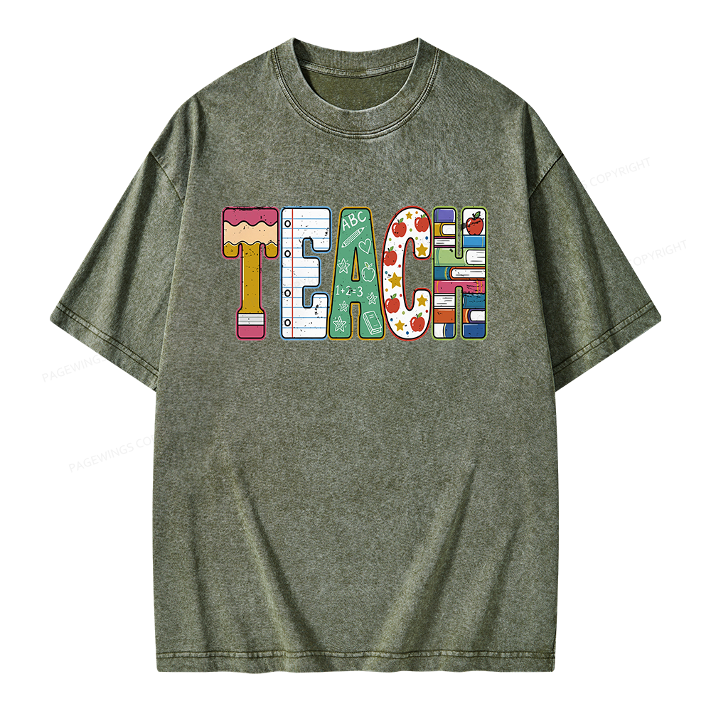 Pagewings Back to School Unisex Washed T-shirt