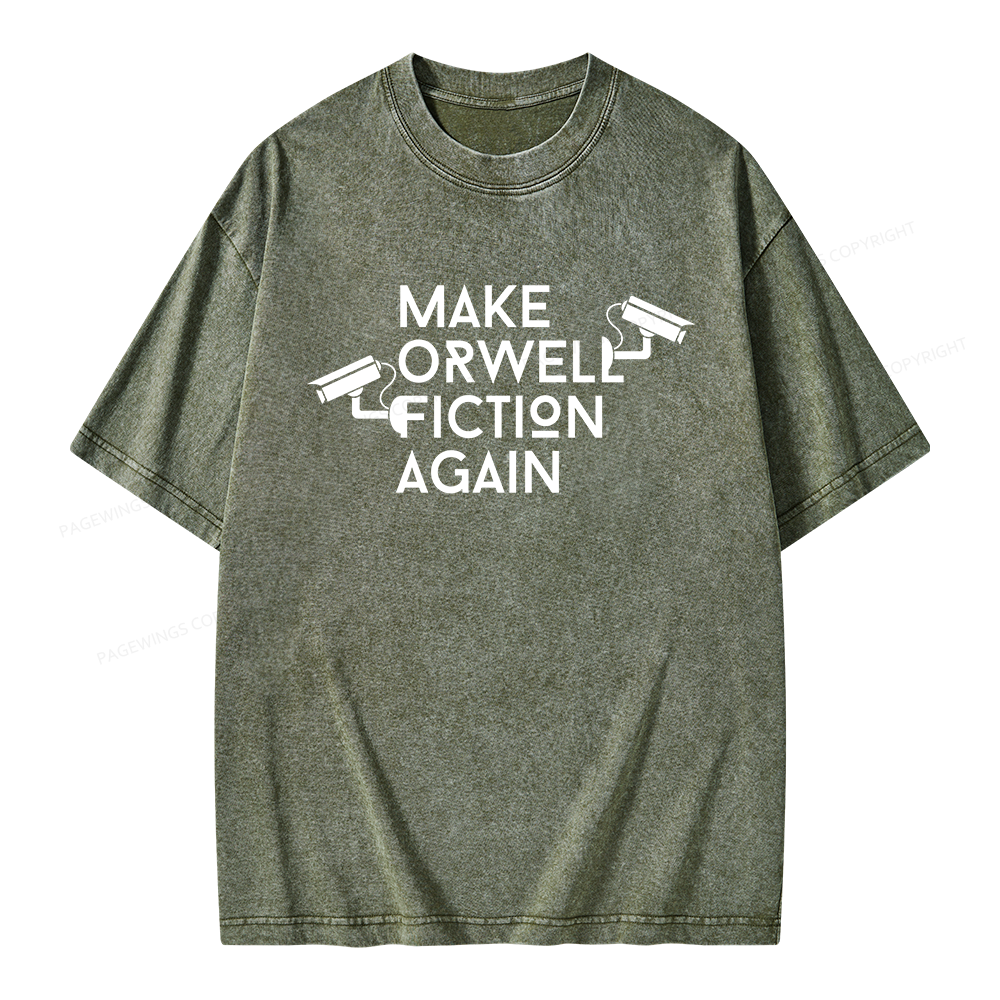 Pagewings Make Orwell Fiction Again Unisex Washed T-shirt