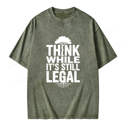 Pagewings Think While It's Still Legal Unisex Washed T-shirt