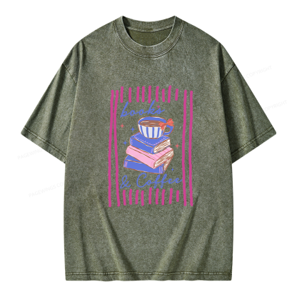 Pagewings Books and Coffee Unisex Washed T-shirt