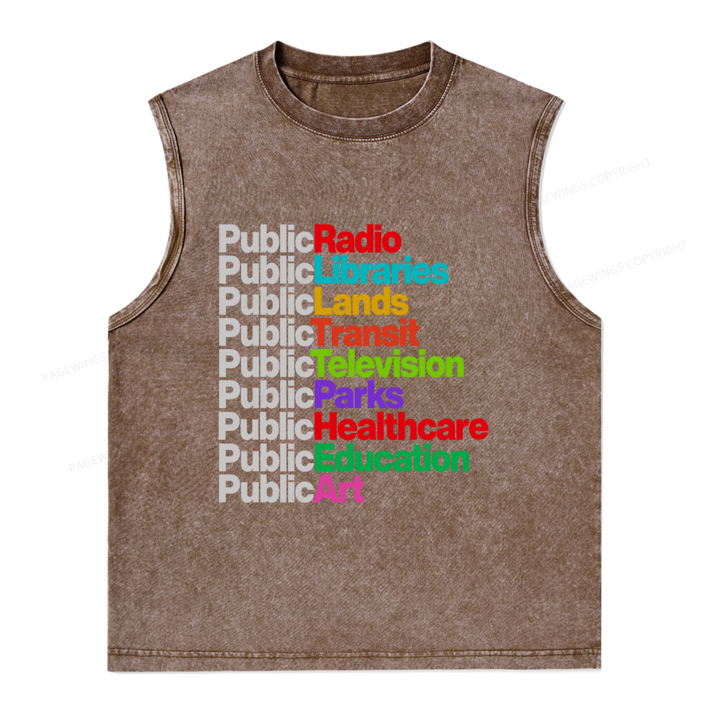 Pagewings Public Libraries Unisex Washed Tank Top