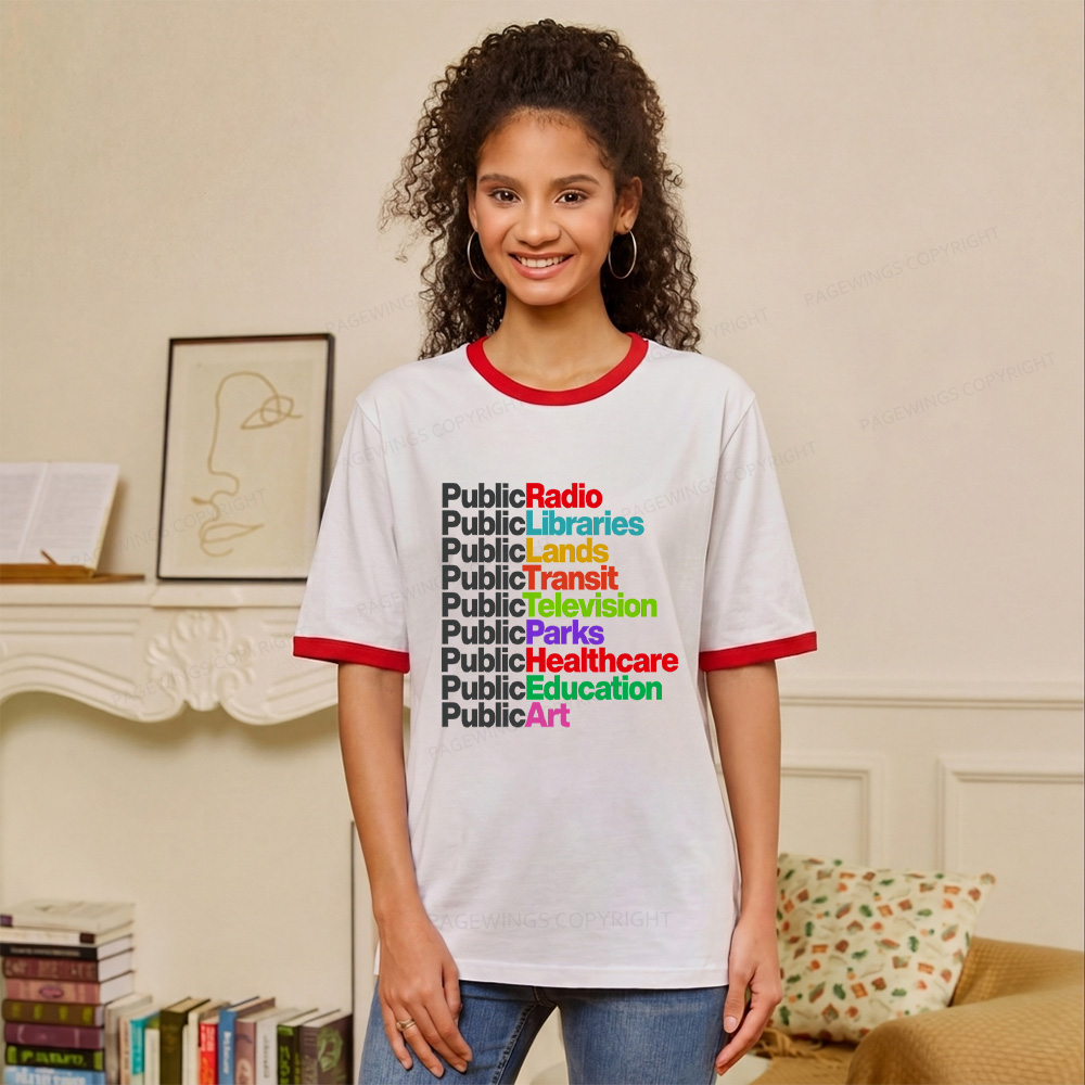 Pagewings Public Libraries Unisex Ringer T-Shirt 