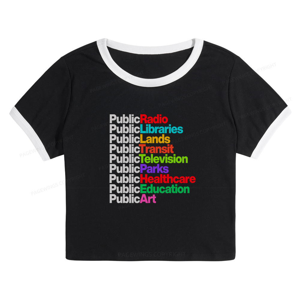 Pagewings Public Libraries Baby Tee Cropped Ringer T-Shirt