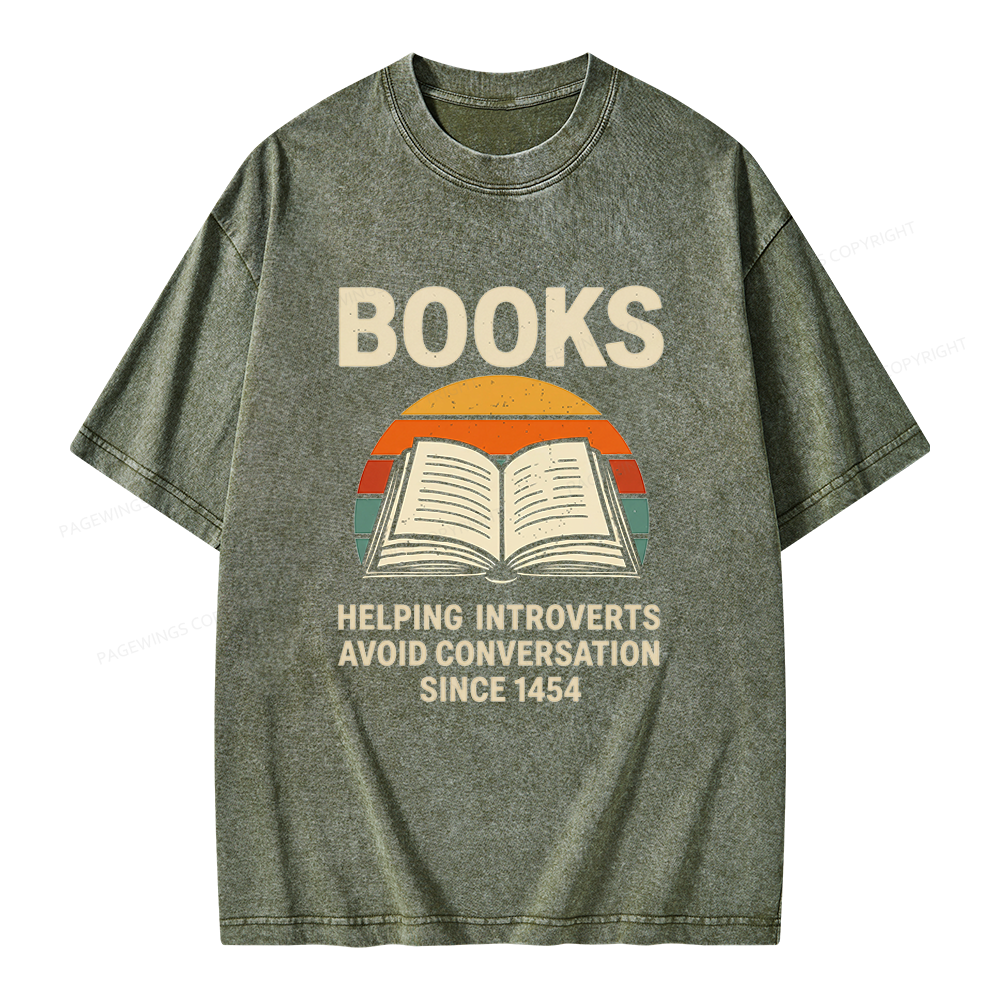 Pagewing Books Helping Introverts Avoid Conversation Unisex Washed T-shirt