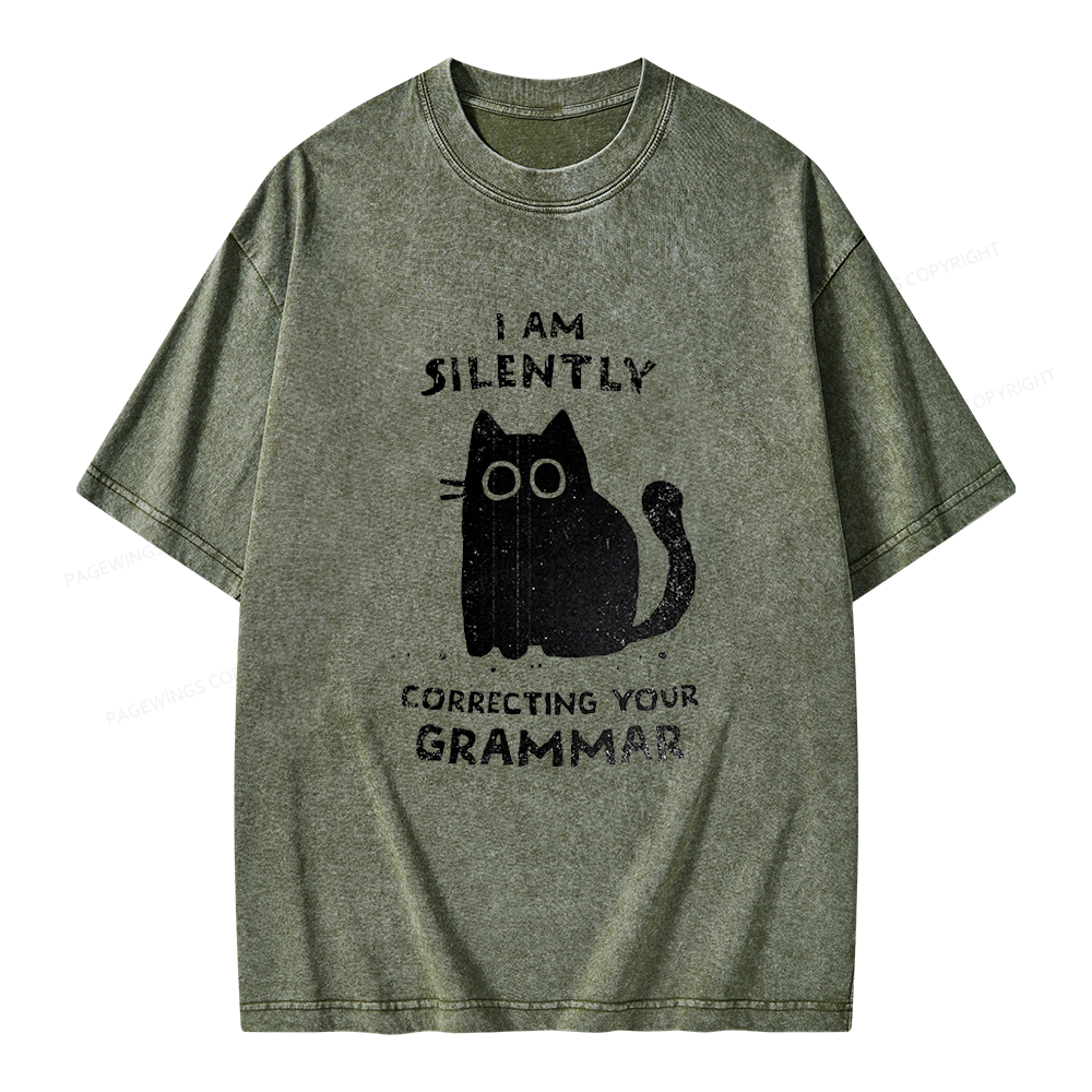 Pagewing Silently Correcting Your Grammar Unisex Washed T-shirt