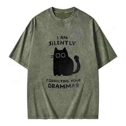 Pagewing Silently Correcting Your Grammar Unisex Washed T-shirt