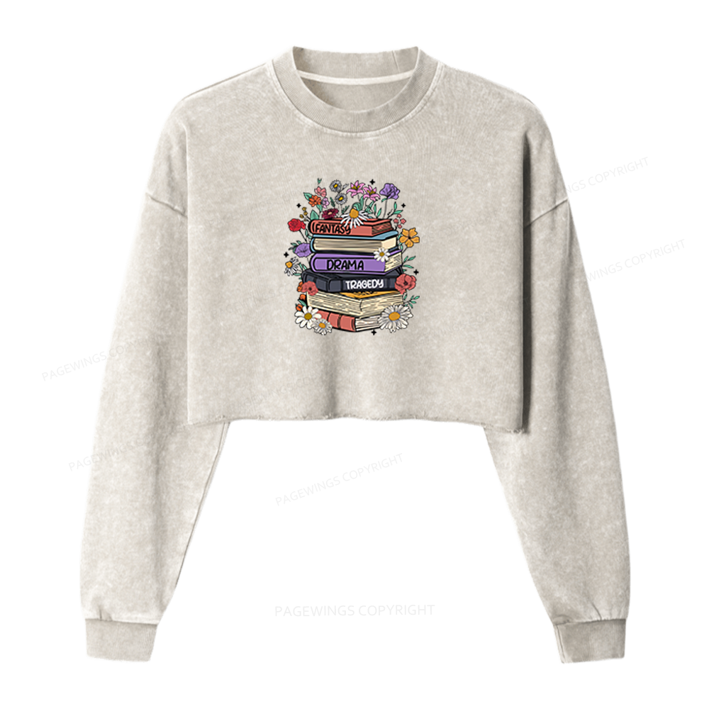 Pagewings Fantasy Drama Tragedy Washed Crop Sweatshirt