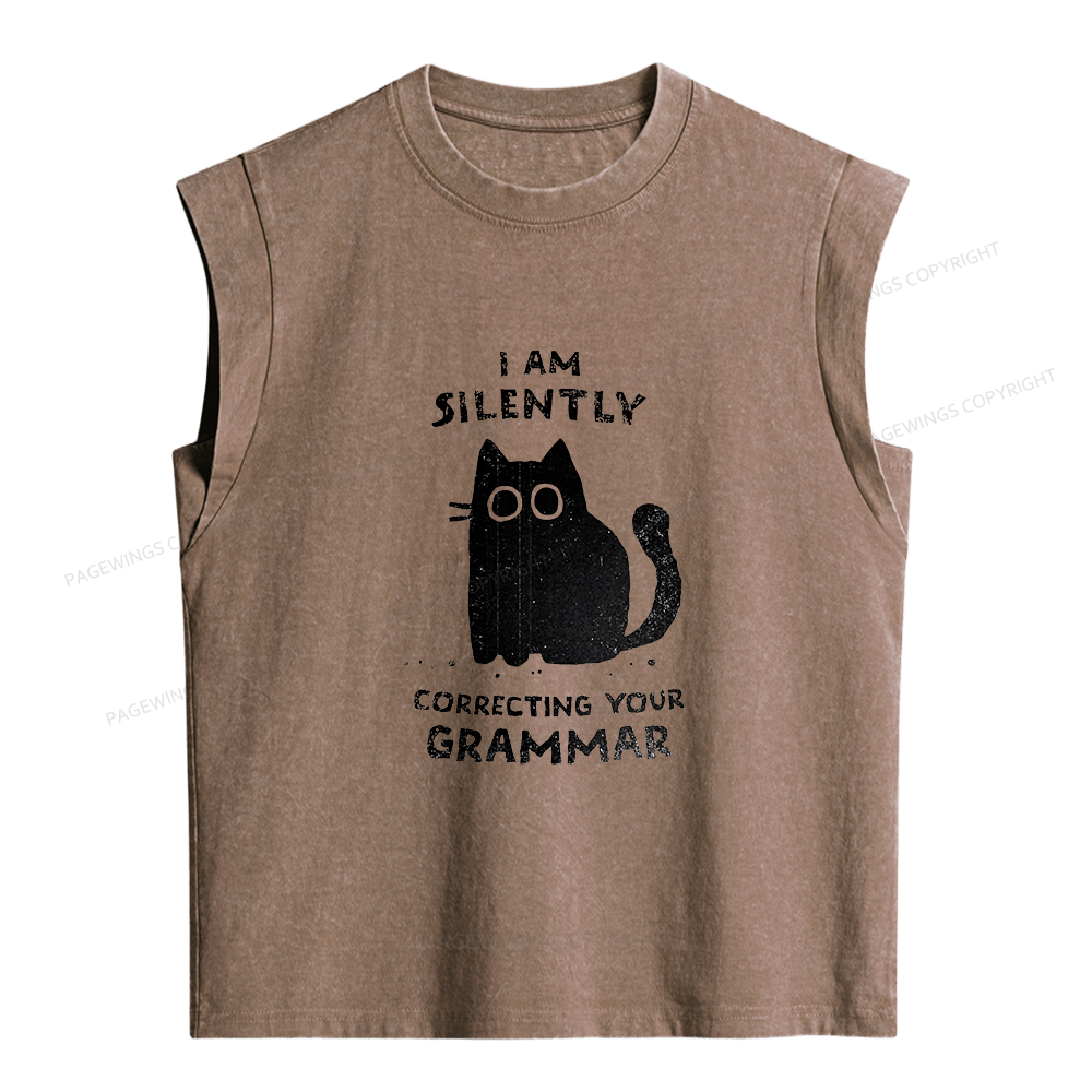 Pagewing Correcting Your Grammar Women's Washed Tank Top