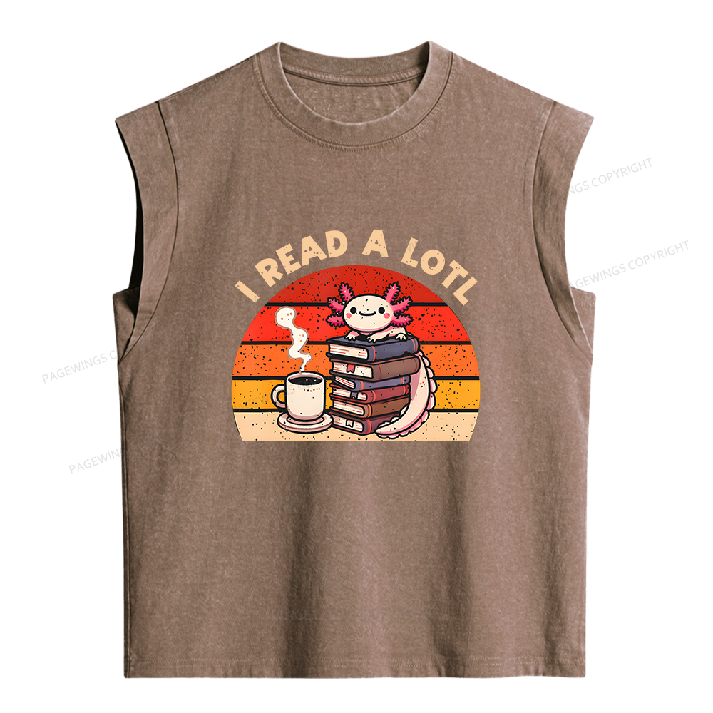 Pagewing I Read A Lotl Axolotl Reading Women's Washed Tank Top