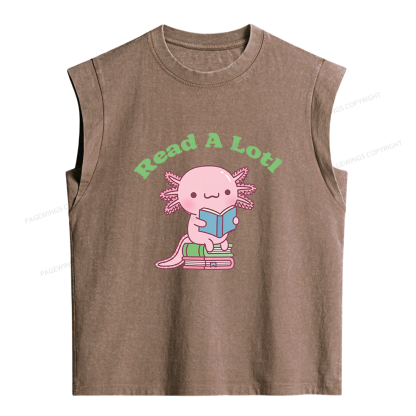 Pagewing Cute Read A Lotl Like An Axolotl Book Lover Women's Washed Tank Top