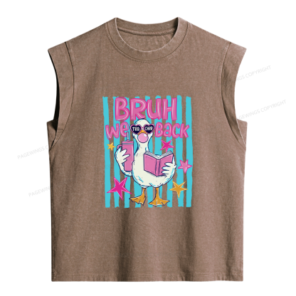 Pagewing Bruh We Back Teacher  Women's Washed Tank Top