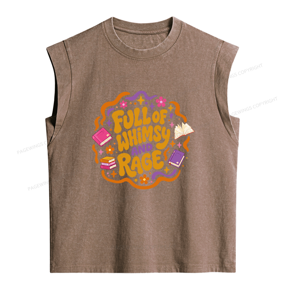 Pagewing Full Of Whimsy And Rage Women's Washed Tank Top
