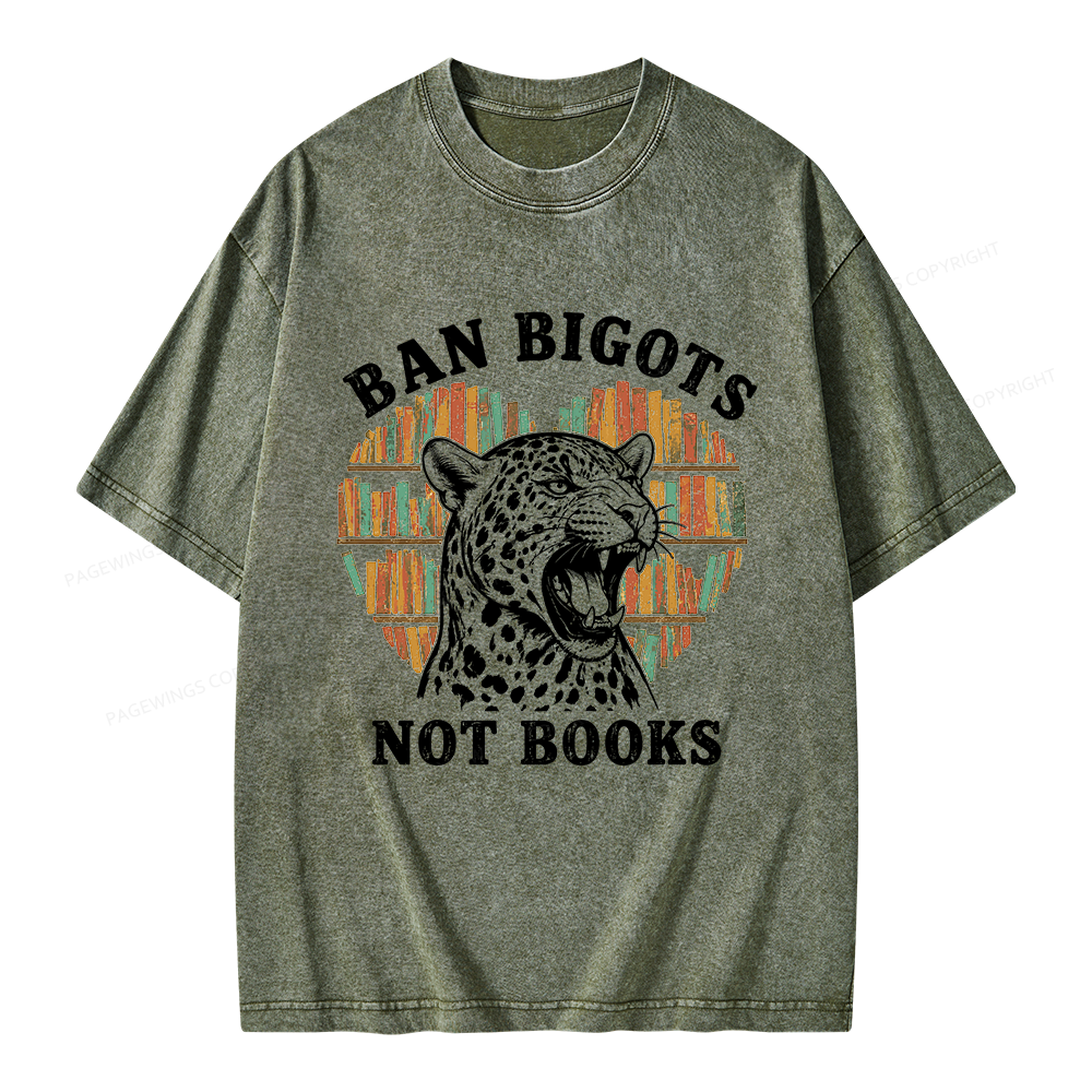 Pagewing Ban Bigots Not Books Unisex Washed T-shirt