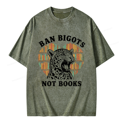 Pagewing Ban Bigots Not Books Unisex Washed T-shirt