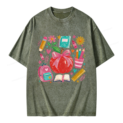Pagewing Trendy Back to School Unisex Washed T-shirt