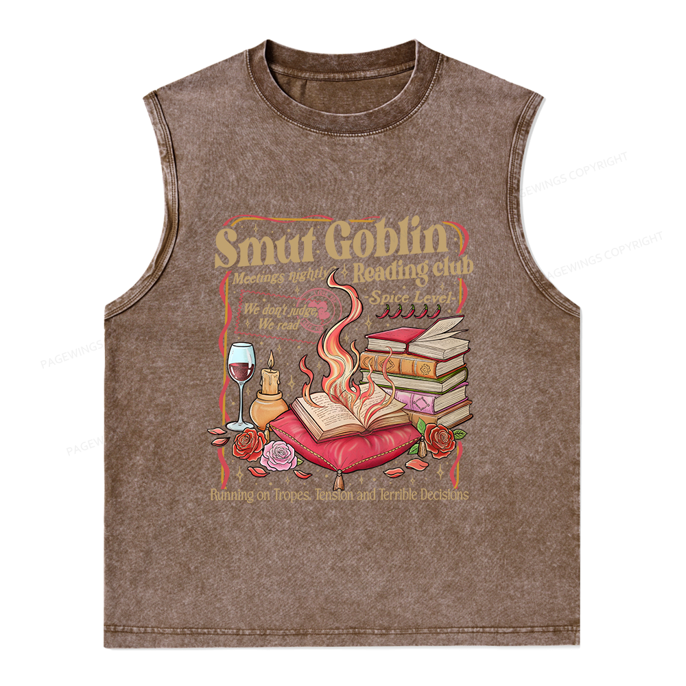 Pagewings Smut Goblin Dark Romance Unisex Washed Tank Top