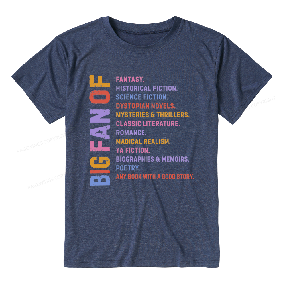 Pagewings Soft Big Fan of Books Unisex Heather T-Shirt