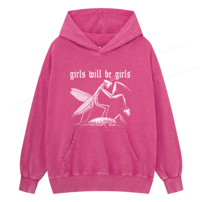 Pagewings Girls Will Be Girls Unisex Washed Hoodie