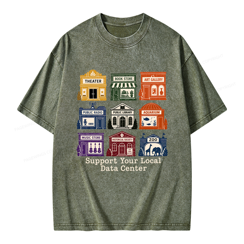 Pagewing Support Your Local Data Center Unisex Washed T-shirt