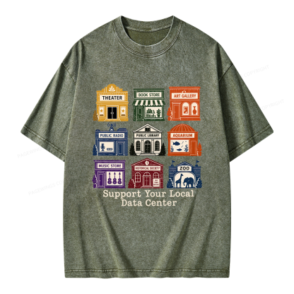 Pagewing Support Your Local Data Center Unisex Washed T-shirt
