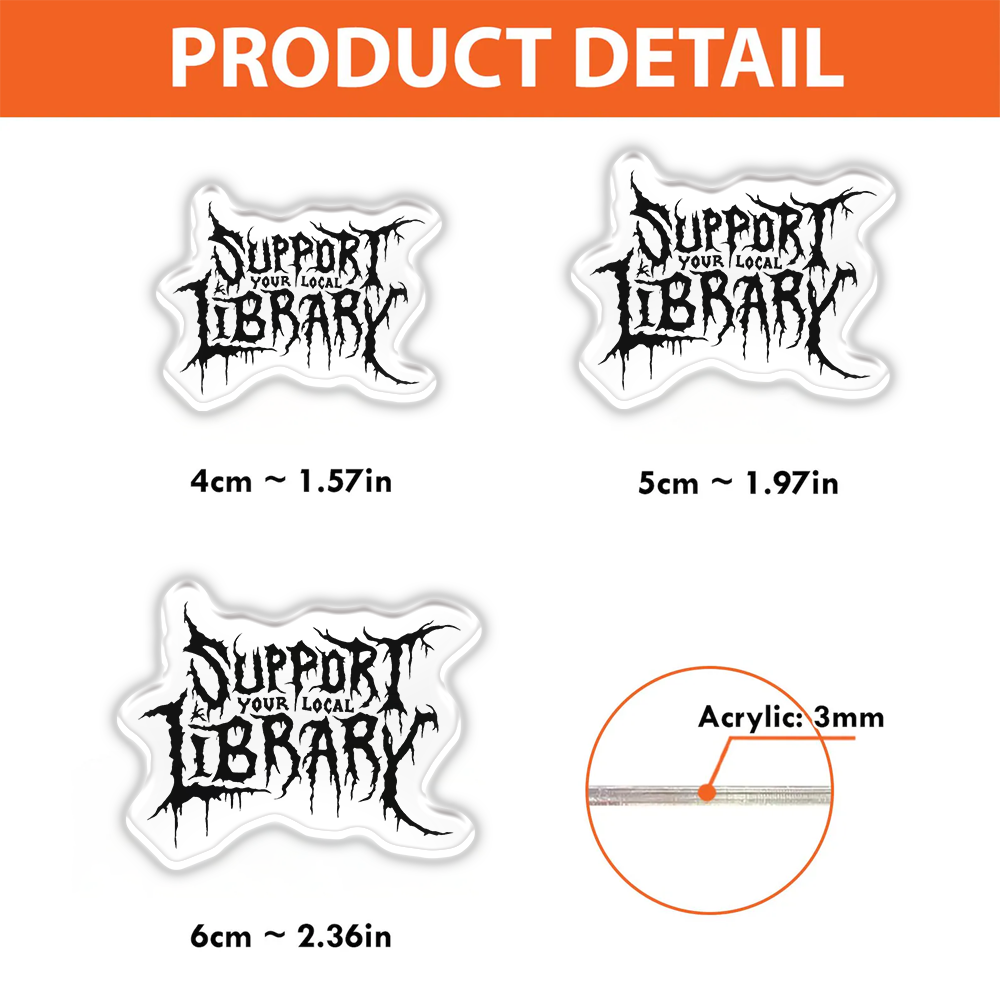 Pagewings Support Your Local Library Acrylic Badge Clip