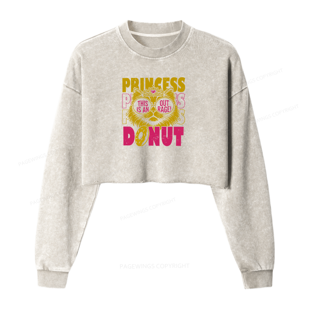 Pagewings Princess Donut Washed Crop Sweatshirt
