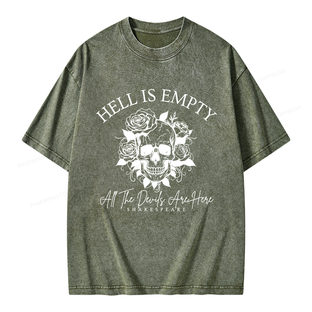 Pagewing Hell Is Empty And All The Devils Are Here Unisex Washed T-shirt