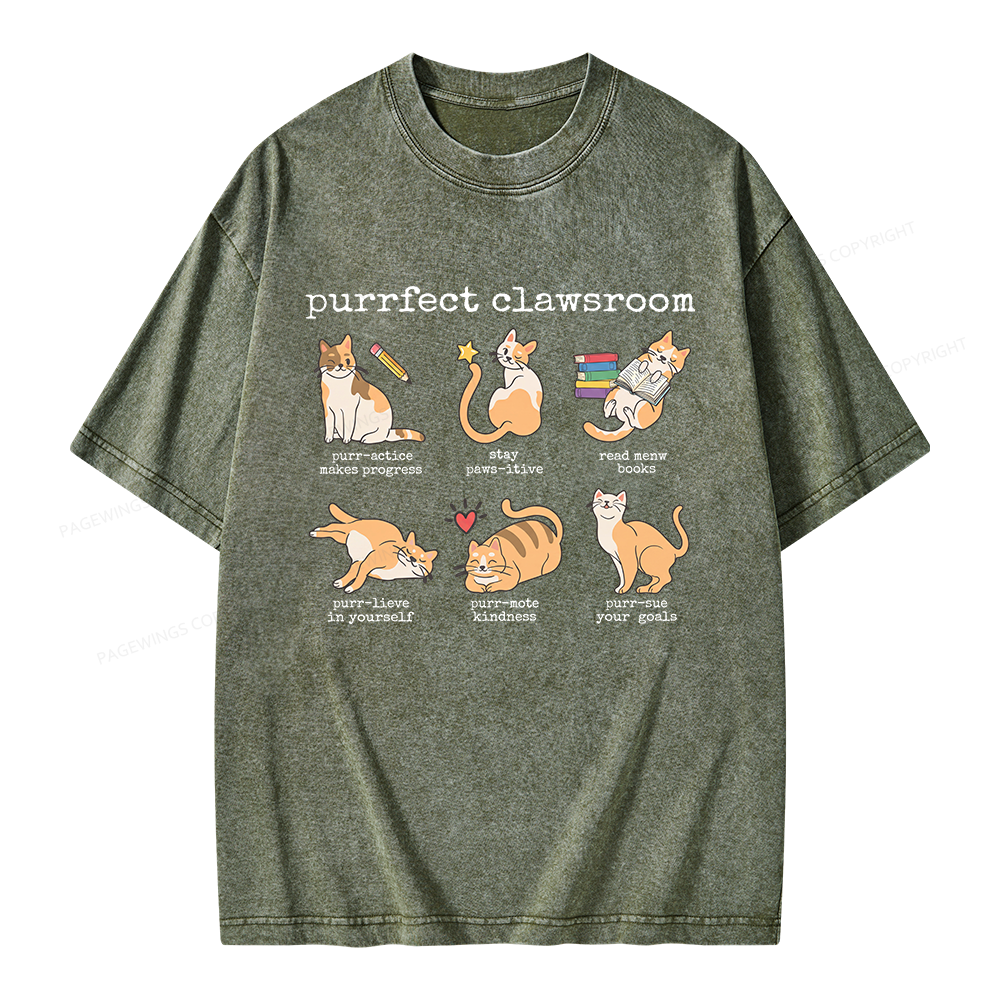 Pagewing Cat Lover Unisex Washed T-shirt