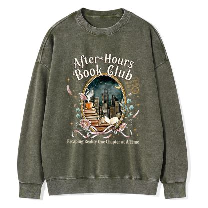 Pagewings After‑Hours Book Club Unisex Washed Sweatshirt