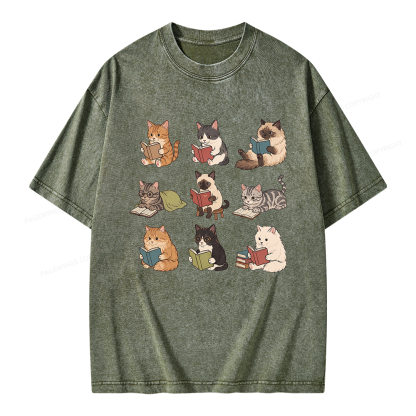Pagewing Bookish Cat Unisex Washed T-shirt