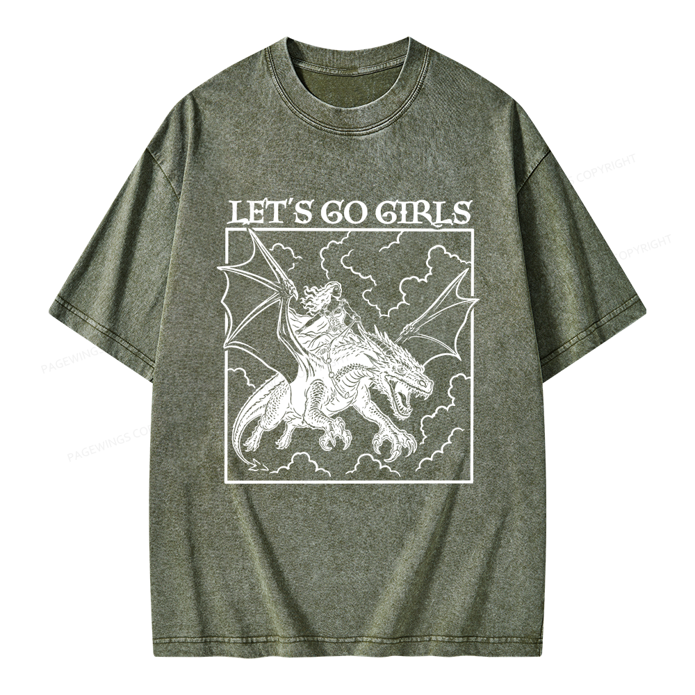 Pagewing Let's Go Girls Unisex Washed T-shirt