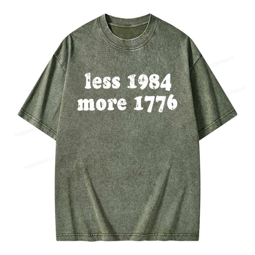 16161Pagewing Less 1984 More 1776 Bookish Unisex Washed T-shirt