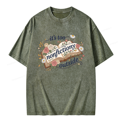 Pagewing Too Nonfictiony Outside Bookish Unisex Washed T-shirt
