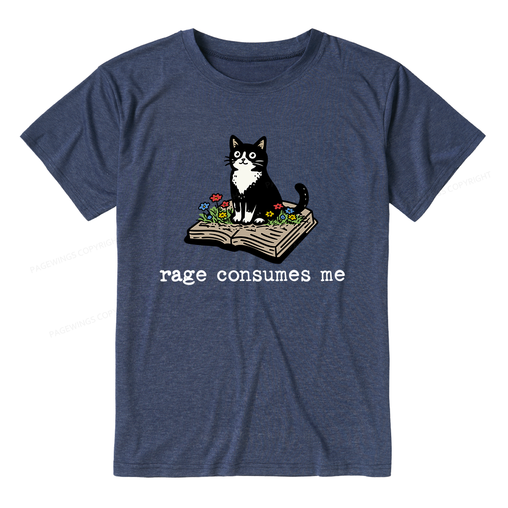 Pagewings Soft Rage Consumes Me 14671 Bookish Unisex Heather T-Shirt