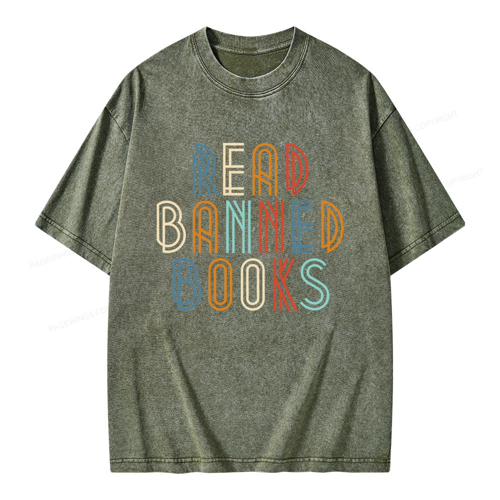 Pagewing Read Banned Books Unisex Washed T-shirt