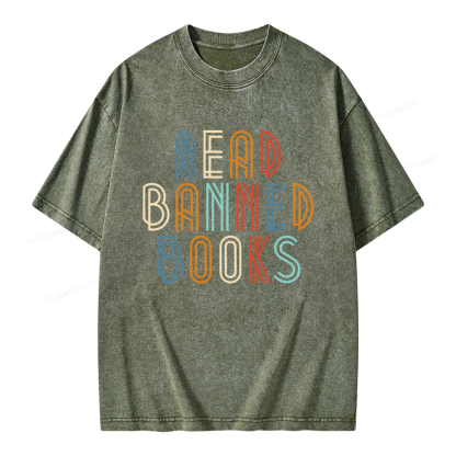 Pagewing Read Banned Books Unisex Washed T-shirt