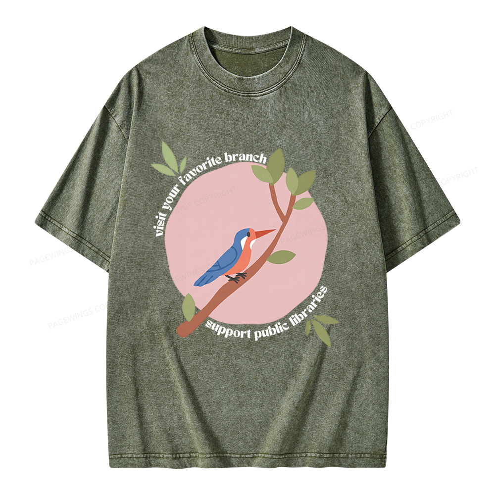 Pagewing Visit Your Favorite Branch Unisex Washed T-shirt