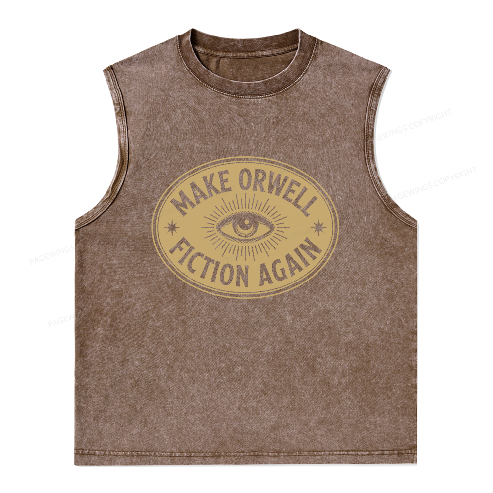 Pagewings Make Orwell Fiction Again13456 Bookish Unisex Washed Tank Top