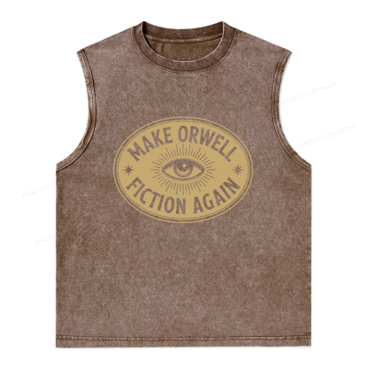 Pagewings Make Orwell Fiction Again13456 Bookish Unisex Washed Tank Top