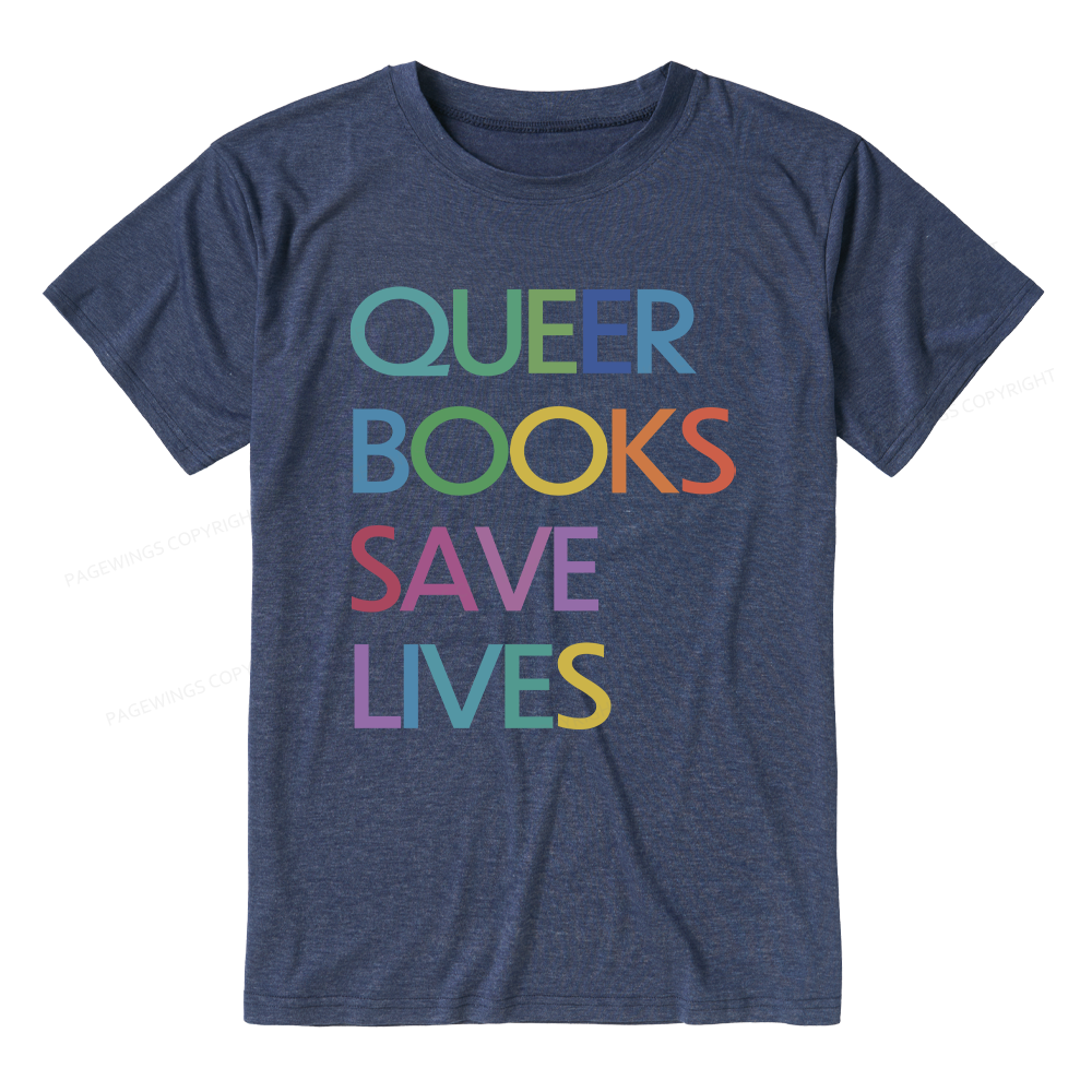 Pagewings Soft Queer Books Save Lives 11574 Bookish Unisex Heather T-Shirt