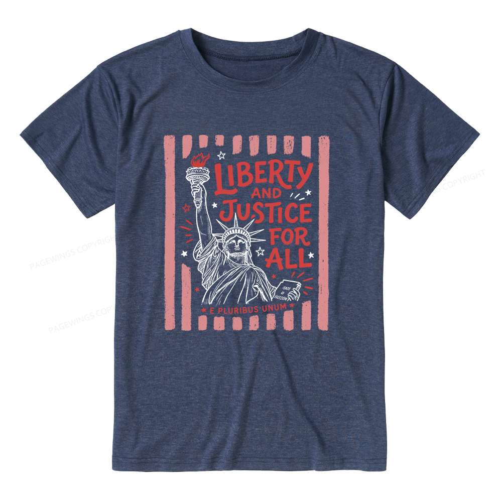 Pagewings Soft Liberty And Justice For All 15937 Bookish Unisex Heather T-Shirt
