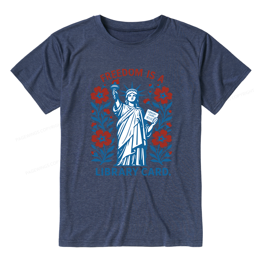 Pagewings Soft Liberty is a Library Card 15907 Bookish Unisex Heather T-Shirt