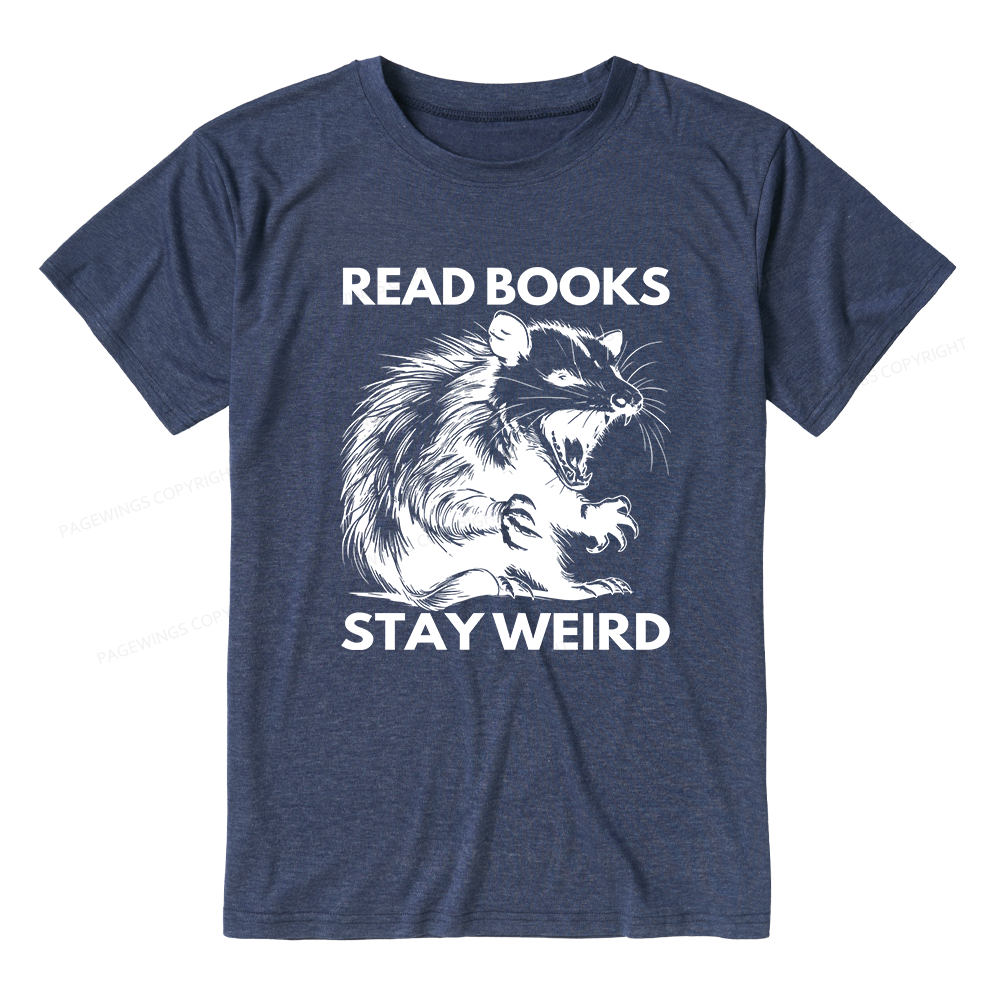 Pagewings Soft Read Books Stay Weird 11940 Bookish Unisex Heather T-Shirt