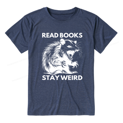 Pagewings Soft Read Books Stay Weird 11940 Bookish Unisex Heather T-Shirt