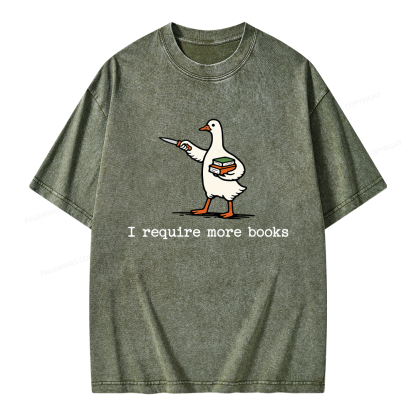Pagewing Silly Goose Book Lover Unisex Washed T-shirt
