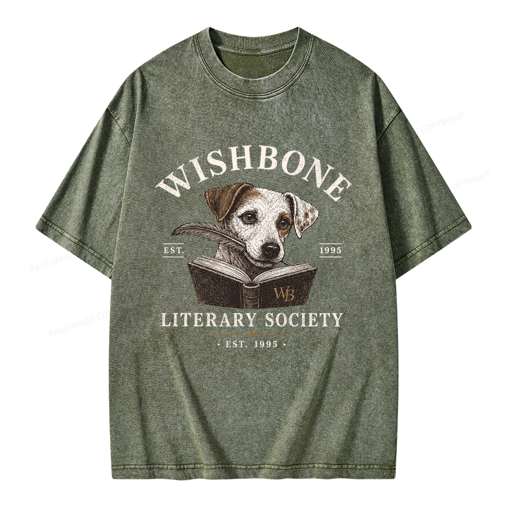 Pagewing Vintage Literary Society Unisex Washed T-shirt