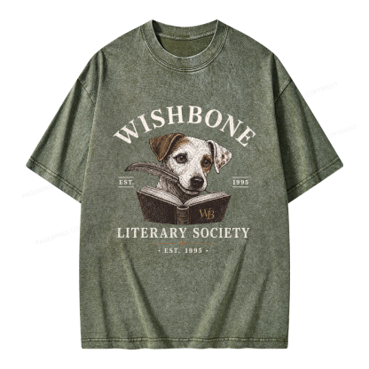 Pagewing Vintage Literary Society Unisex Washed T-shirt
