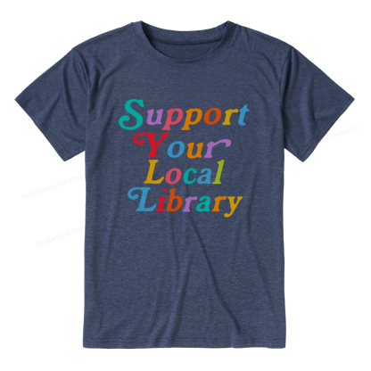 Pagewings Soft Support Your Local Library Bookish Unisex Heather T-Shirt