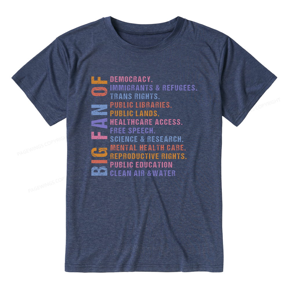 Pagewings Soft Big Fan of Human Rights Bookish Unisex Heather T-Shirt