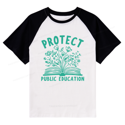 Pagewings Protect Public Education 15808 Bookish Raglan T-shirt